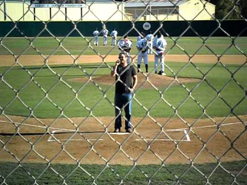 CRITICNUE front man  Heath Seager sings The National Anthem at The San Luis Blues baseball game.