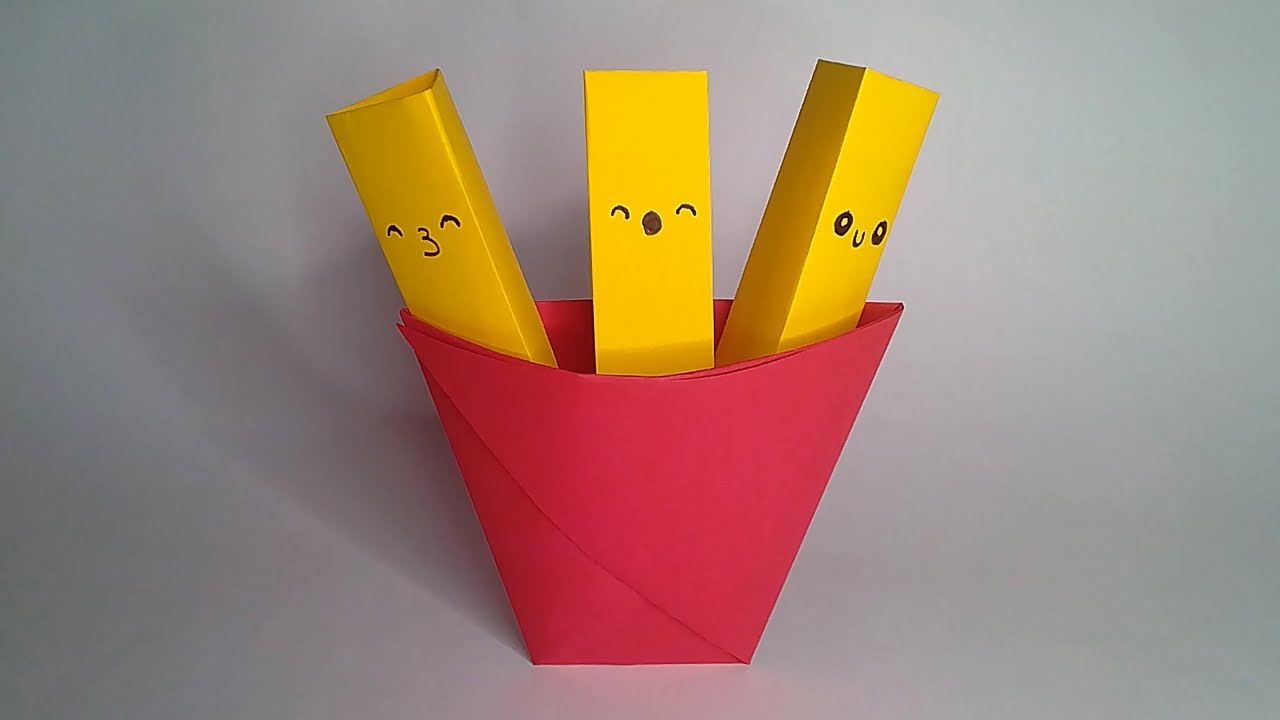 Cómo hacer PAPAS FRITAS de papel FÁCIL ✅ | Origami PASO A PASO