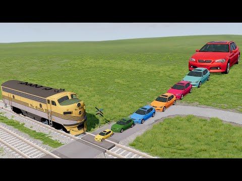 Tiny & Big Vehicles vs Train ✅ beamNG.drive