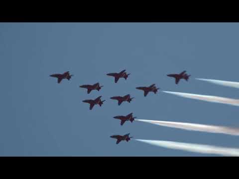 RAF Red Arrows with Spitfire at Spirit of St. Louis air show 2019