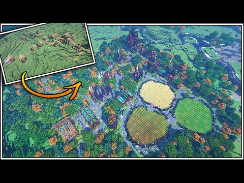EPIC!! Transforming Minecraft Plains Village into Fantasy Village