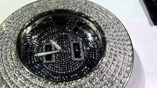 Lab Made &quot;6-Row DOME Bezel&quot; Breitling-type Diamond Watch w/BLACK FACE! -FREE 360 EARRINGS!