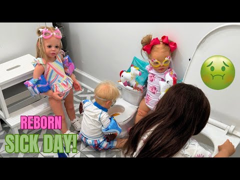 DAY IN THE LIFE WITH MY REBORN DOLLS - SWIMSUITS & STOMACH BUGS #rebornroleplay 