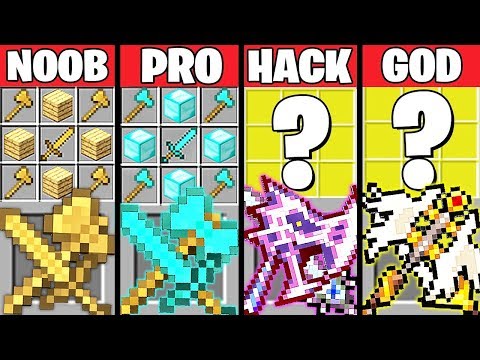Minecraft Battle: ABILITY SWORD AXE CRAFTING CHALLENGE - NOOB vs PRO vs HACKER vs GOD ~ Animation
