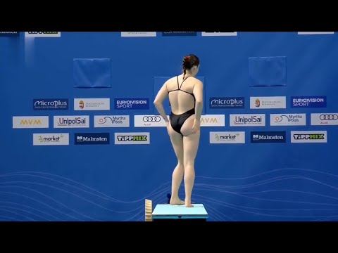 Laura Valor from Denmark competes in the 3 meter springboard diving competition