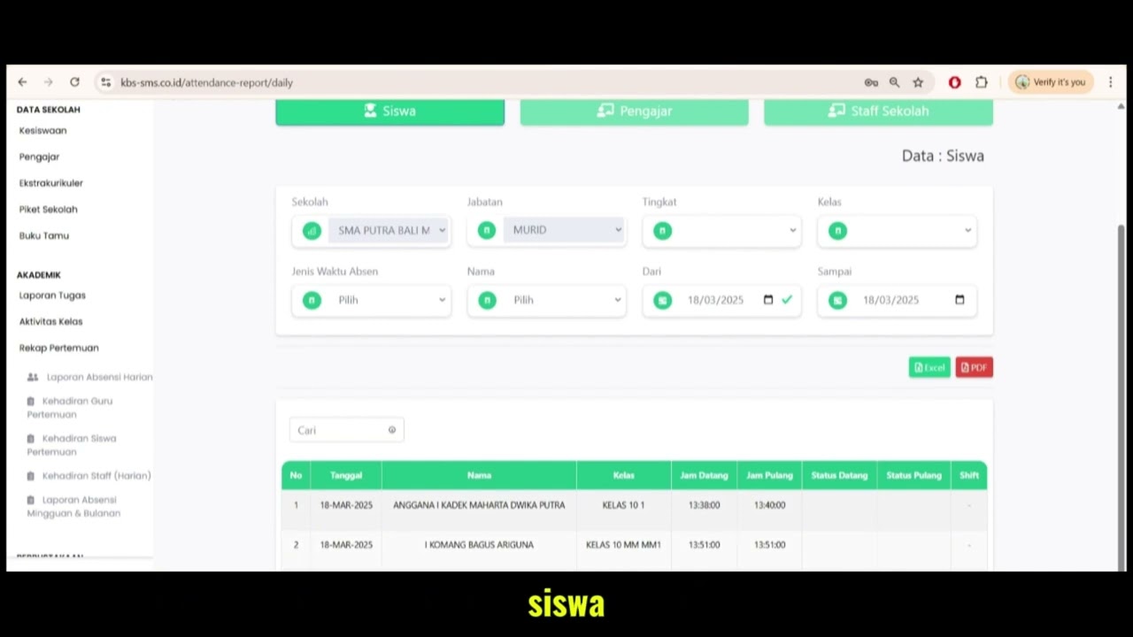 Laporan Absensi Harian