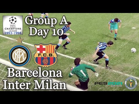 🏆 FIFA Champions League 93 94: Inter M. - Barcelona ⚽ Gr. A #10 | PES 2021 Retro Mods
