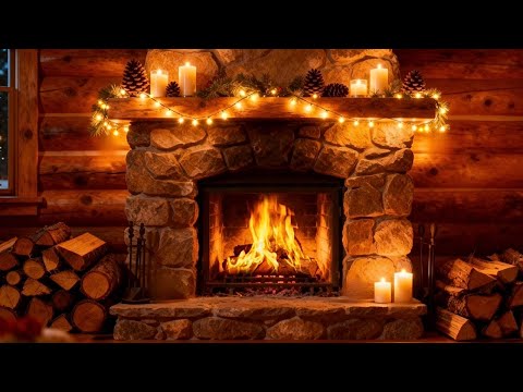 ❄️Cozy Winter Fireplace 24/7 | 🔥Fireplace Crackling | Snowy Cabin Ambience