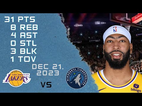 Anthony Davis player Highlights LAKERS vs TIMBERWOLVES NBA Regular season game 21-12-2023
