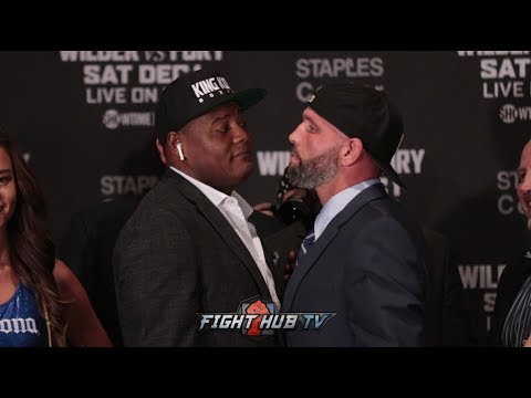 TRAVIS KAUFFMAN GETS ALL UP IN LUIS ORTIZ'S FACE AT THE WILDER VS FURY UNDERCARD PRESS CONFERENCE