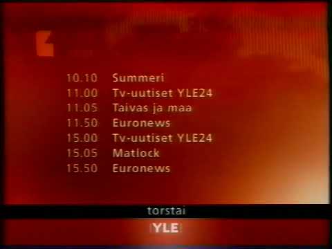 YLE TV1 Tulevia ohjelmia Kesä 2001