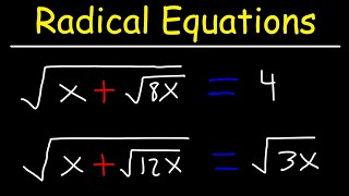 How To Solve Composite Radical Equations With Internal Square Roots - Algebra
