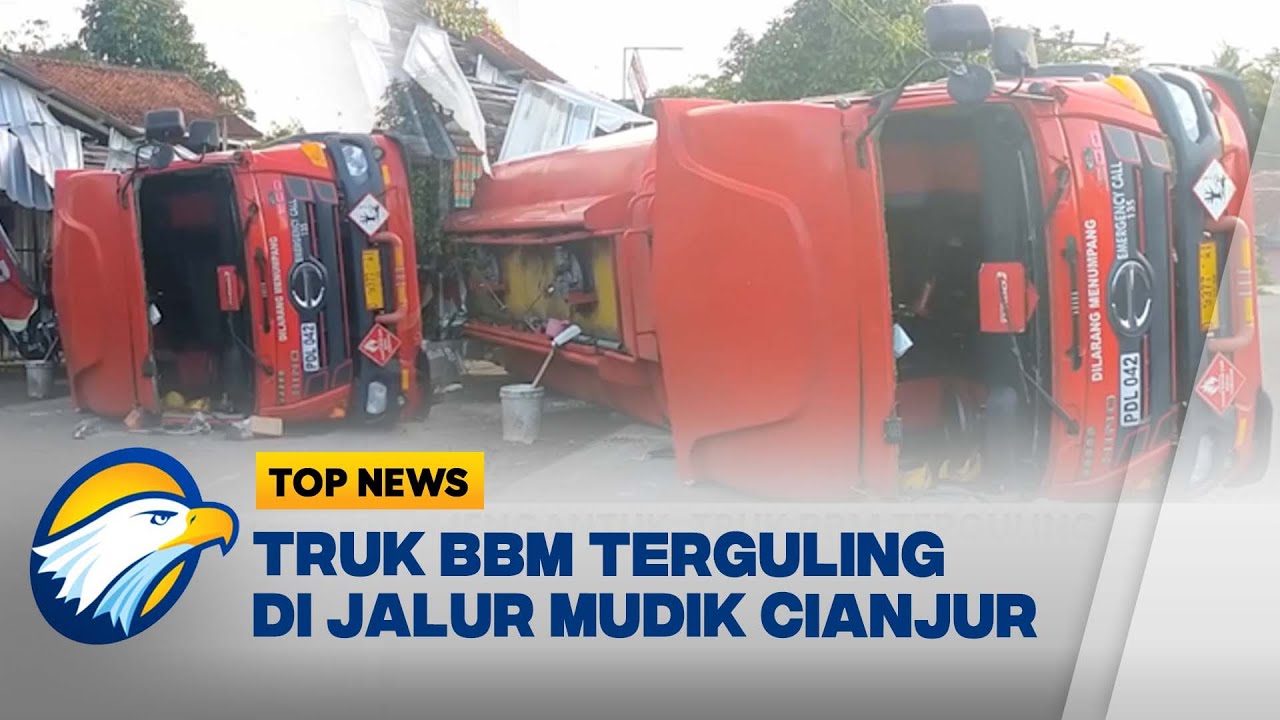 Truk Tangki BBM Pertalite Terguling di Cianjur, Diduga Sopir Mengantuk [Top News]