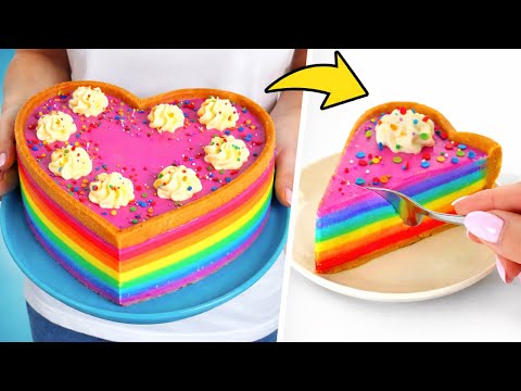 No Bake Rainbow Cheesecake Easy Colorful Dessert 🌈🍰🎉