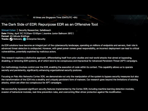 The Dark Side of EDR: Repurpose EDR as an Offensive Tool