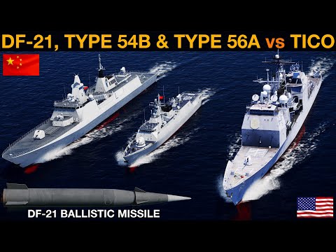Chinese DF-21, Type 54B & Type 056A vs US Tico Cruiser Flotilla (Naval Battle 125) | DCS
