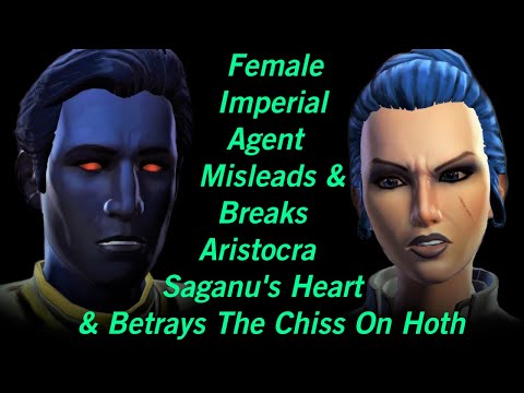 SWTOR Female Imperial Agent Misleads & Breaks Aristocra Saganu's Heart & Betrays The Chiss On Hoth