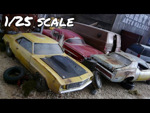 MINIATURE JUNKYARD TOUR !  -  1/25 scale garage and junkyard