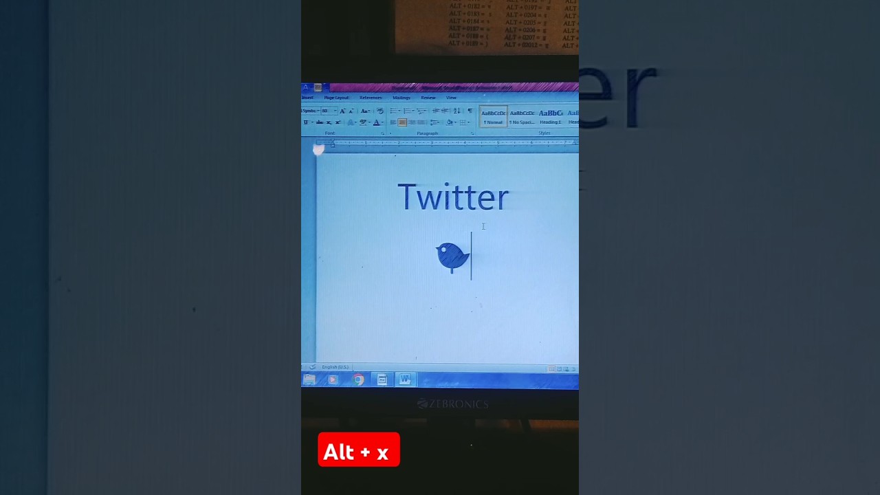 Ms word shortcut key symbol for Twitter logo || #shortcutkeys #symbols #computer || Venu idea