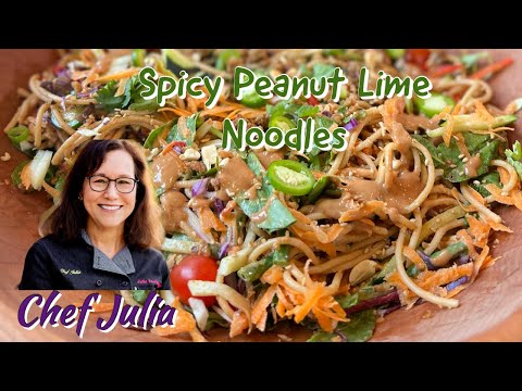 Spicy Peanut Lime Noodles |whole food plant based | oil free cooking