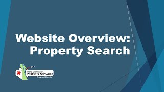 BCPAO Website Overview: Property Search