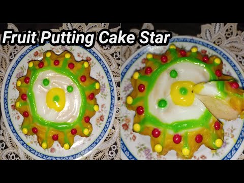 How to make Fruits Putting Cake Star Recipe|Easy Basic Cake Recipe
