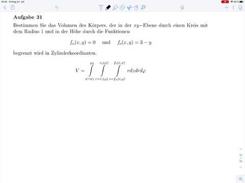 Dreifachintegral – Volumenberechnung – Aufgabe 31 – Rep. Mathematik 2