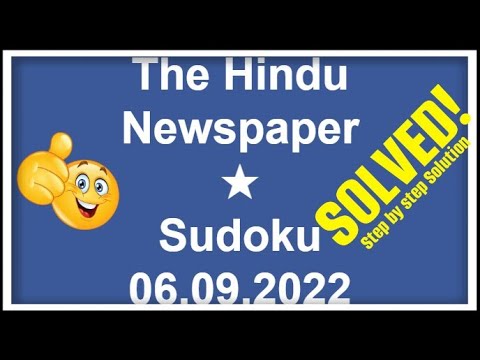 How to Solve The Hindu Newspaper 1-Star Sudoku September 06, 2022 | Step-by-Step Solution | Level ★