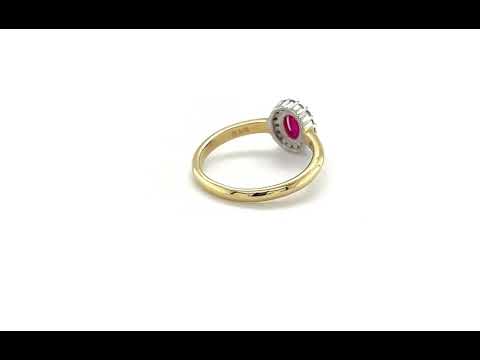 9ct Yellow Gold Ruby & Diamond Cluster Ring 0.16ct - 01120047 | Johnsons Jewellers