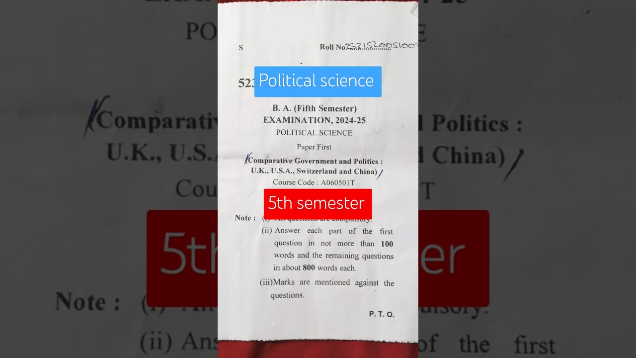 B.a 5th sem political science paper first 2024-25 🤔