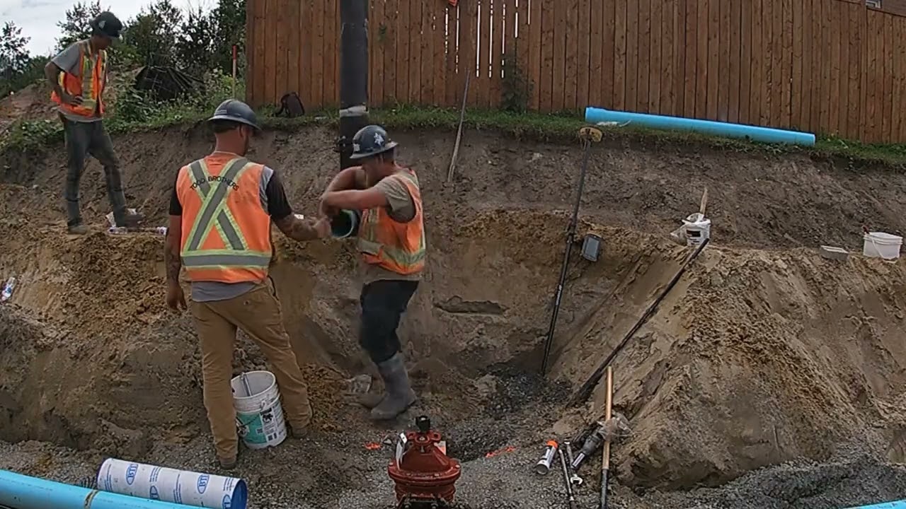 Sewer Crew Installing a Fire Hydrant- time-lapse
