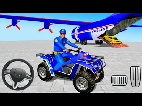 US Police ATV Quad Bike Transport Cargo Plane Game - Android GamePlay #21