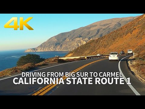 [4K] CALIFORNIA STATE ROUTE 1 - Driving from Big Sur to Carmel Beach, California, USA, Travel, 4K