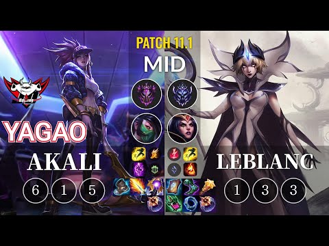 JDG Yagao Akali vs LeBlanc Mid - KR Patch 11.1