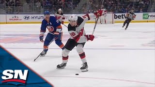 Jack Hughes Wires It Off The Bar And In On Slapshot Blast From The Wing