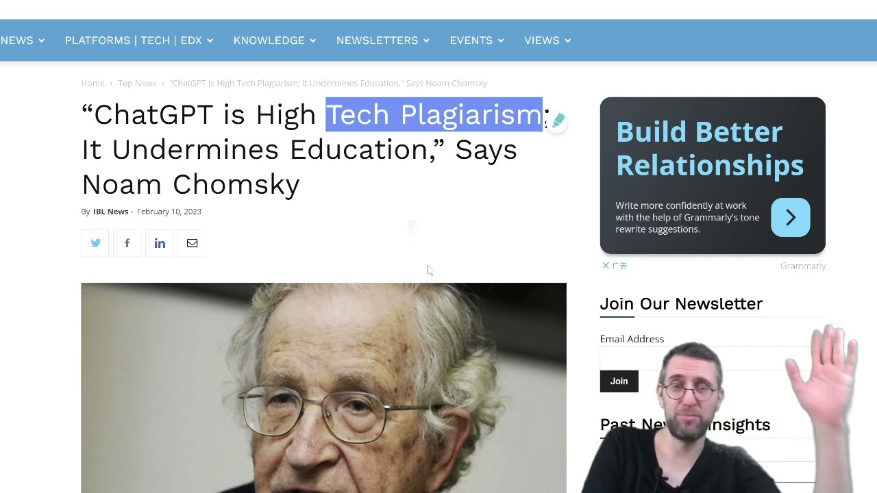 Chomsky says ChatGPT is High-Tech-Plagiarism