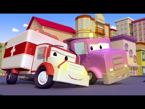 Amber la Ambulancia - Flavy el Camión Cama Plana  tiene un Dolor de Espalda - Dibujos Animados