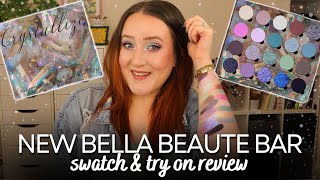 *NEW* BELLA BEAUTE BAR CRYSTALLIZE EYESHADOW PALETTE! Swatch & First Impression Try On Review Look!