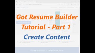 Got Resume Builder Tutorial - Part1: Create Resume Content