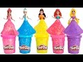 Play Doh Sparkle Disney Princess Dresses For Ariel Elsa Belle