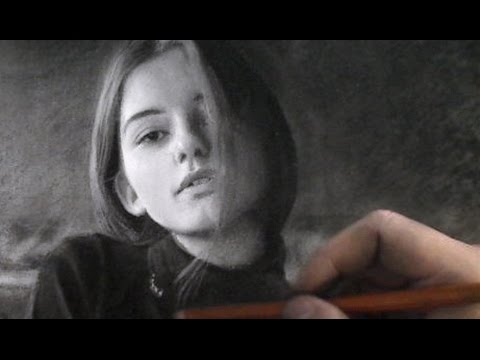 Girl in Coffee Shop – Charcoal Portrait Drawing (1)