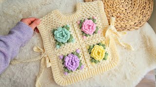 MOTİFLİ YELEK MODELİ.ÖNLÜK YELEK.SÜVETER MODELİ.CROCHET VEST TUTORİAL.BEGİNNERS.ZARA YELEK MODELİ