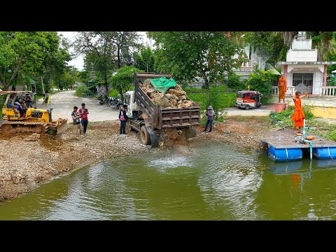 "Bulldozer & Dump Trucks Working Together | Complete Land Filling & Soil Leveling"