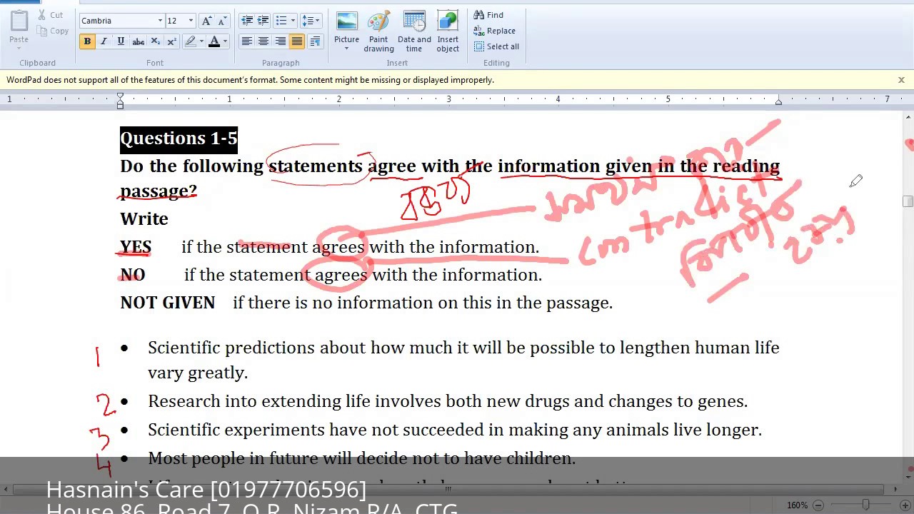 IELTS READING YES NO NOT GIVEN