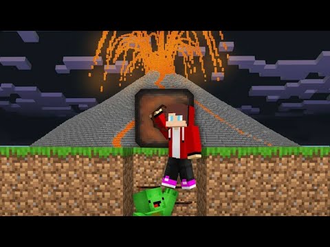 VOLCANO vs  Mikey & JJ's Doomsday Bunker in Minecraft Challenge Maizen Mizen Mazien