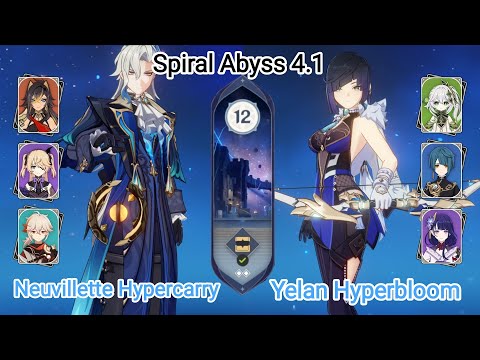 C0 Neuvillette Hypercarry & C0 Yelan Hyperbloom - Spiral Abyss 4.1 - Floor 12 9 star Genshin Impact