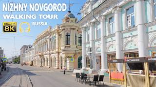 Nizhny Novgorod - 8K 60fps🎧 - Sunny Day Walking Tour - City Walk Russia