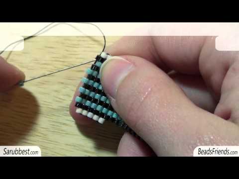 BeadsFriends: Peyote Stitch Tutorial - How to decrease a flat Peyote Stitch beadwork