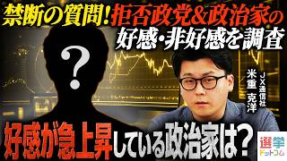 【禁断の質問】国政政党の拒否度＆政治家の好感・非好感を独自調査／好感度急上昇中の政治家はアノ人！／意識が変わる理由は？／2026年8月ハイブリッド意識調査【JX米重克洋】｜選挙ドットコムちゃんねる