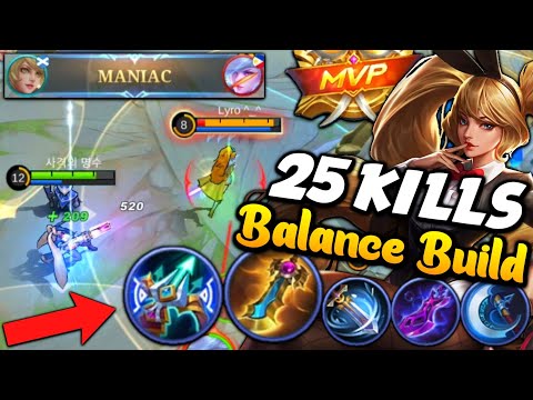25 KILLS + MANIAC!! LAYLA BALANCE BUILD FOR AUTO WIN! | Top 1 Global Layla